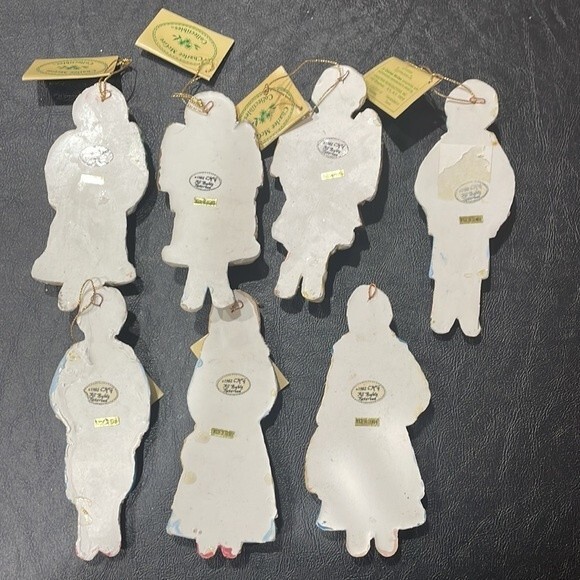 NEW! Vintage 1982 Charlee McGee Hand Painted Ceramic Hanging Ornaments -Set of 7 - Picture 6 of 8
